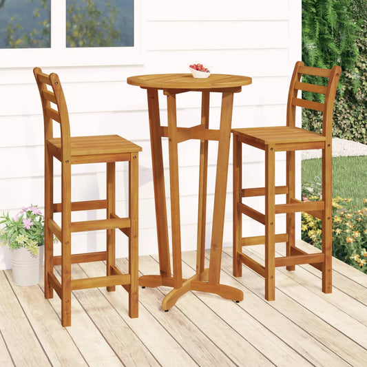 3 Piece Garden Bar Set Solid Wood  Acacia