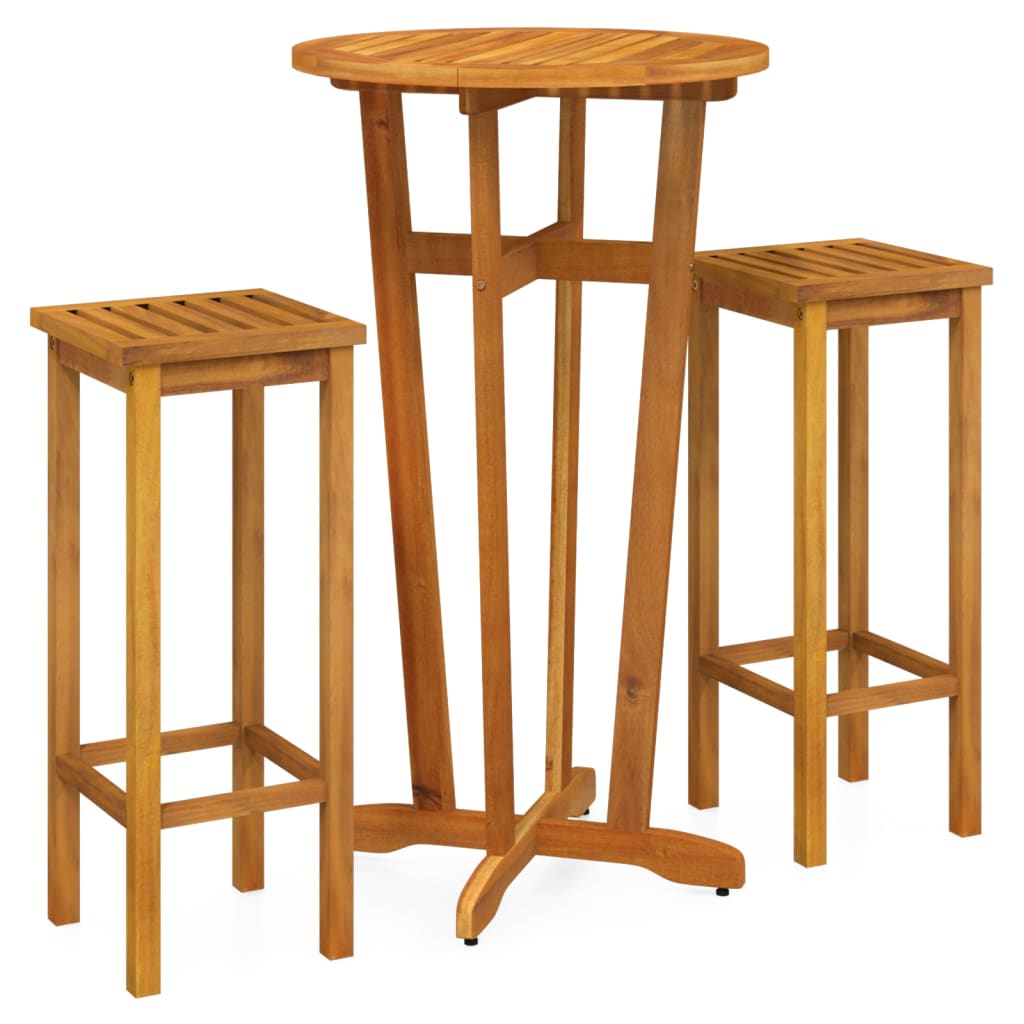 3 Piece Garden Bar Set Solid Wood  Acacia