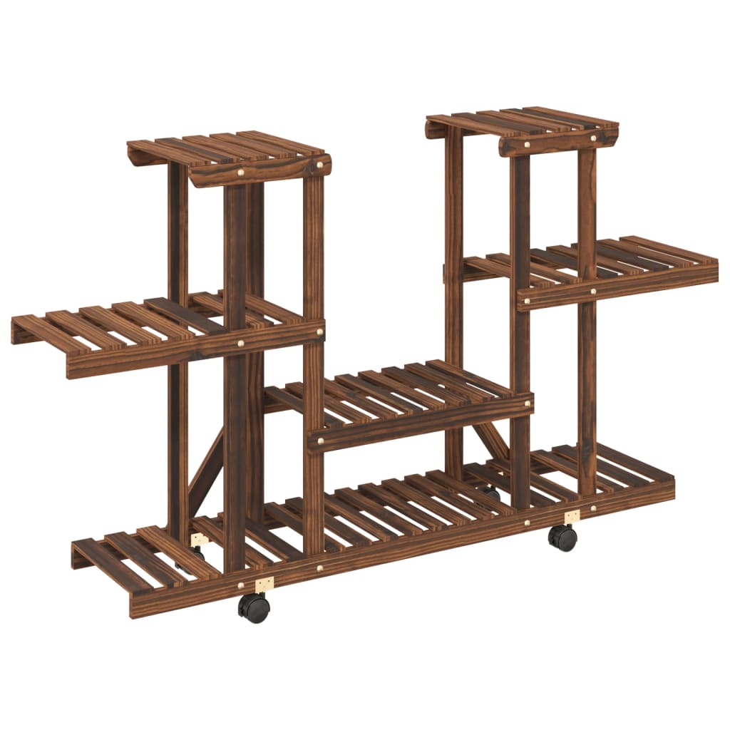 Flower Stand with Wheels 110x25x78 cm Solid Wood Fir