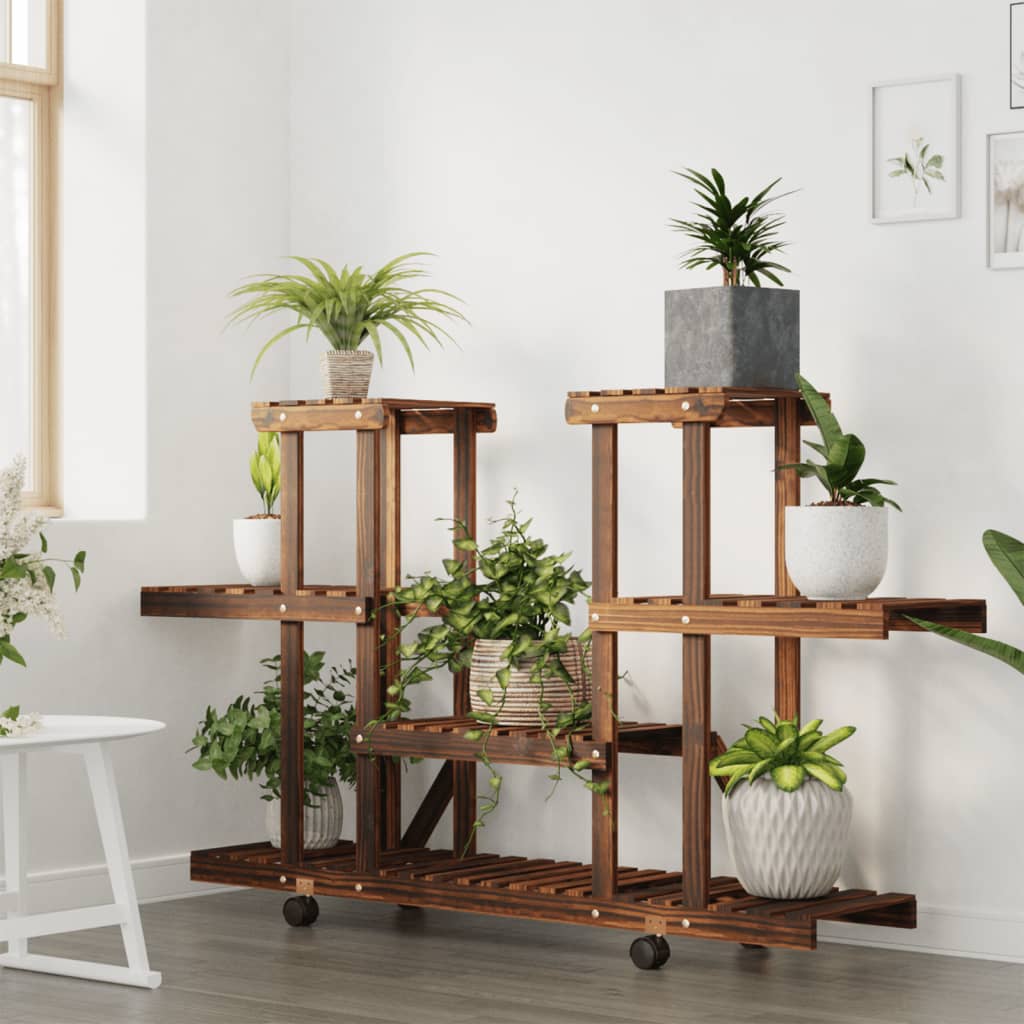 Flower Stand with Wheels 110x25x78 cm Solid Wood Fir