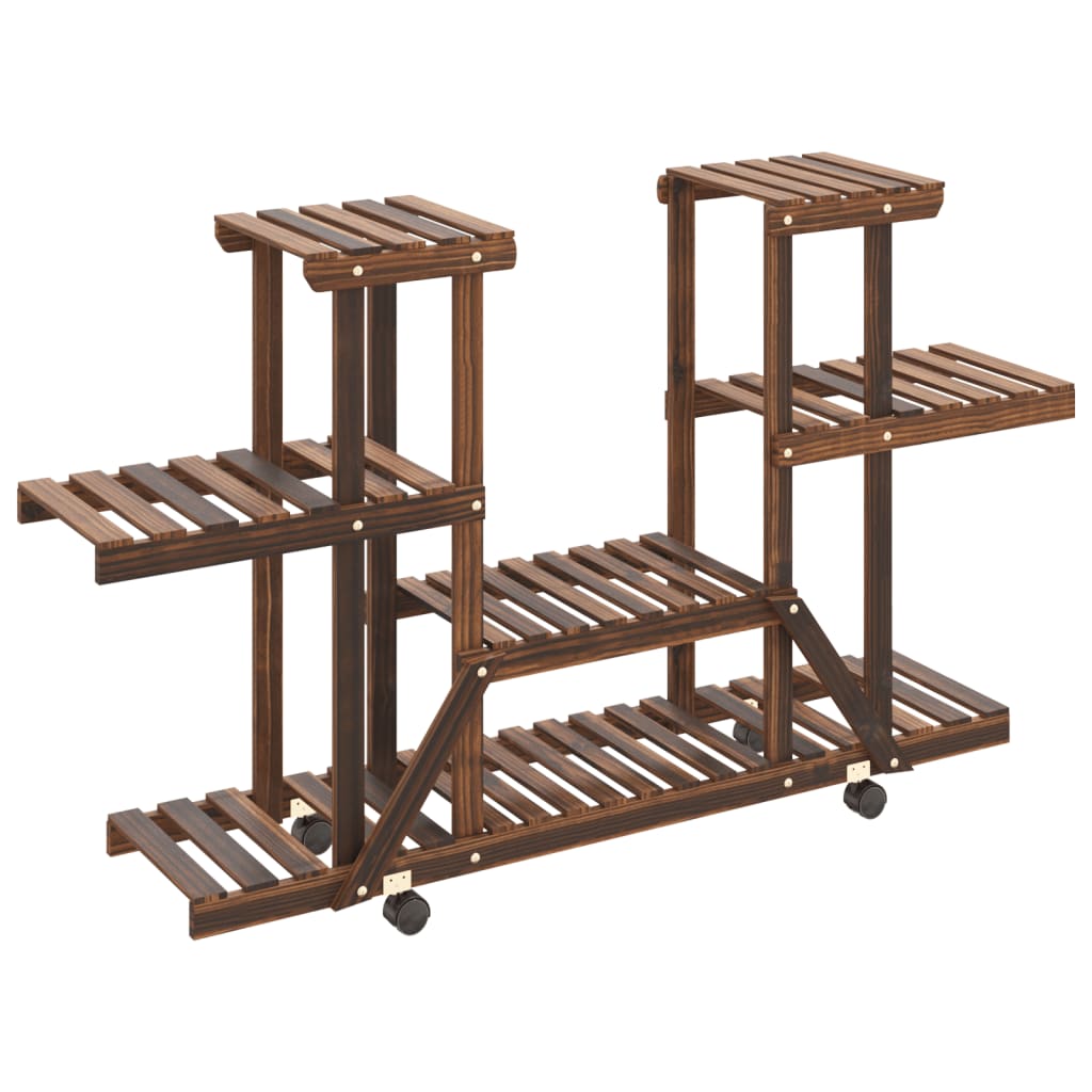 Flower Stand with Wheels 110x25x78 cm Solid Wood Fir