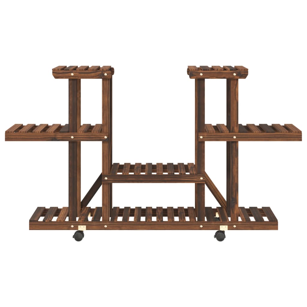 Flower Stand with Wheels 110x25x78 cm Solid Wood Fir
