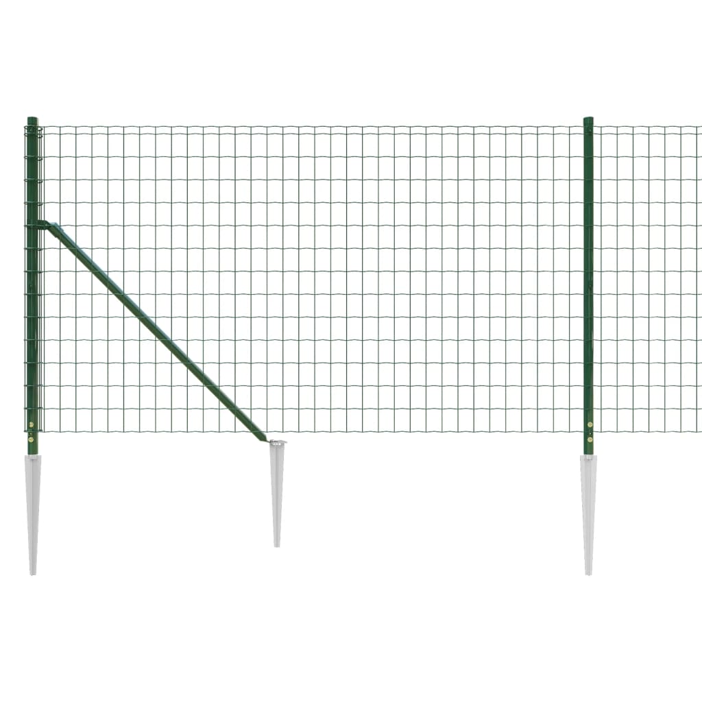 Wire Mesh Fence with Spike Anchors Green 1x25 m