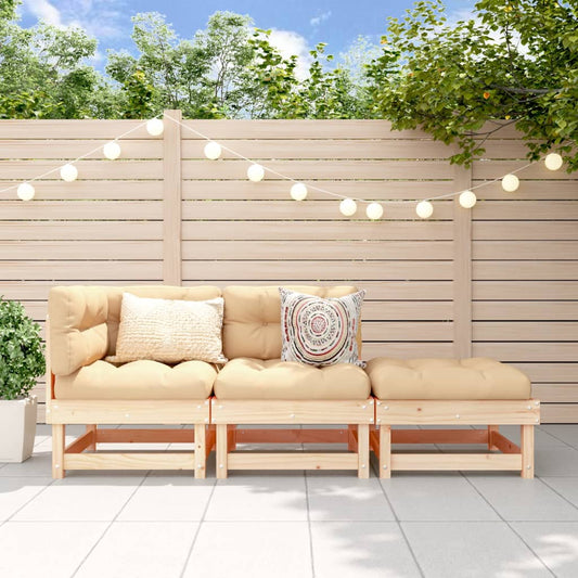 3 Piece Garden Lounge Set Solid Wood Pine