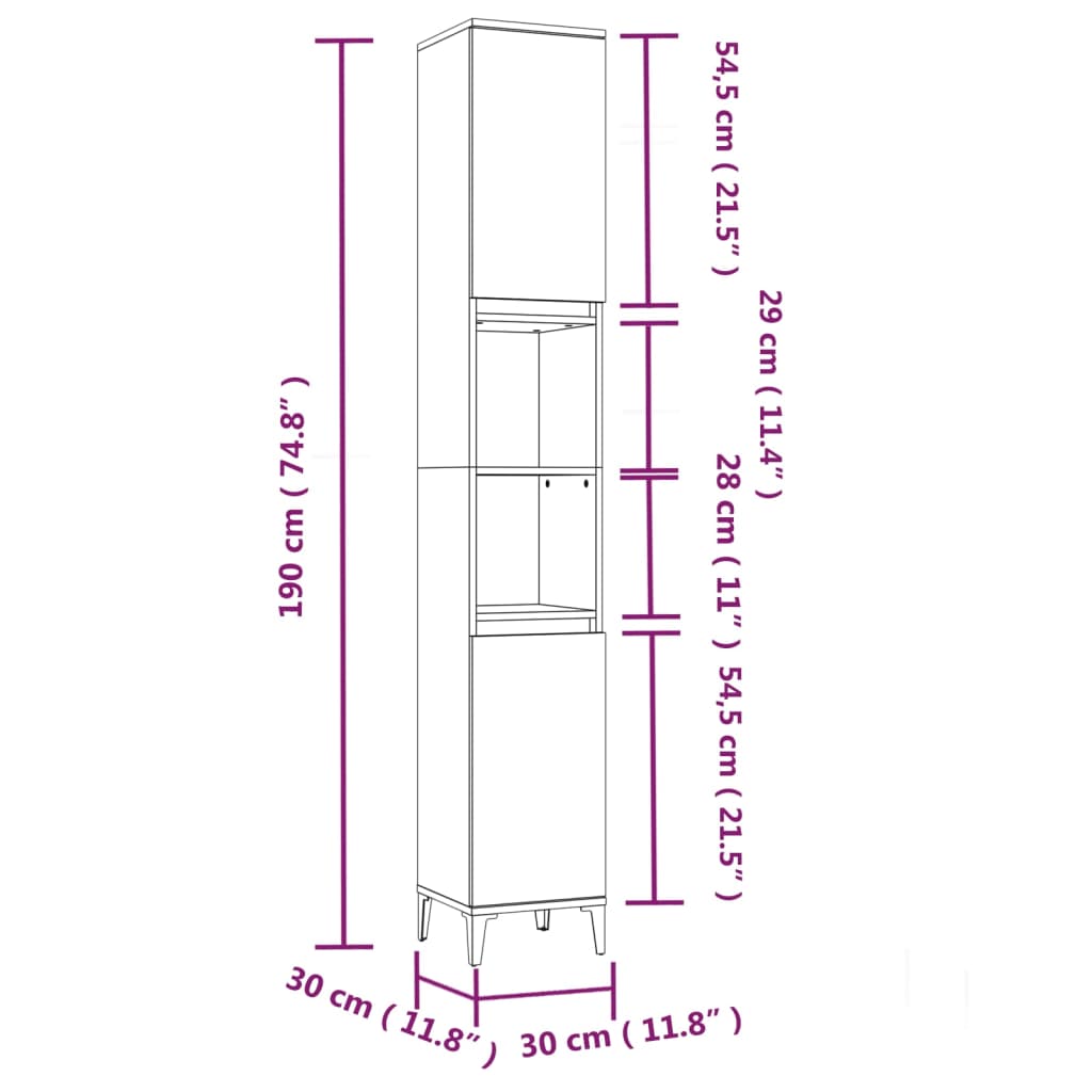 3 Piece Bathroom Furniture Set Smoked Oak Engineered Wood