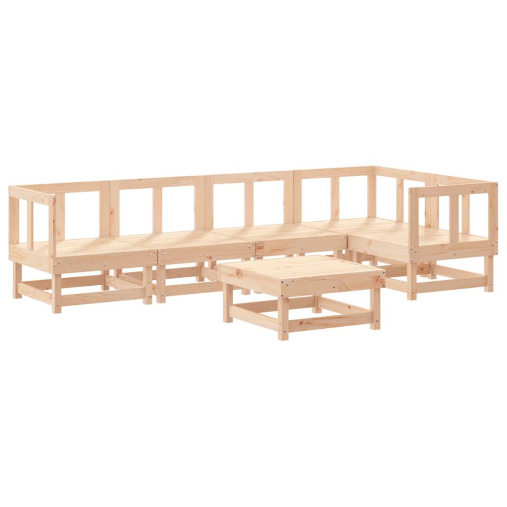 6 Piece Garden Lounge Set Solid Wood Pine