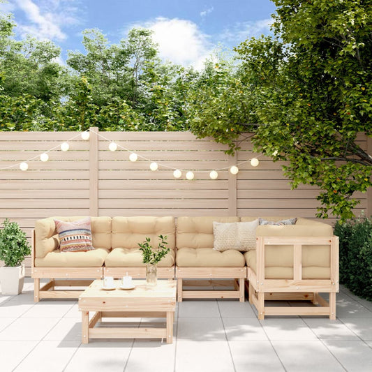 6 Piece Garden Lounge Set Solid Wood Pine