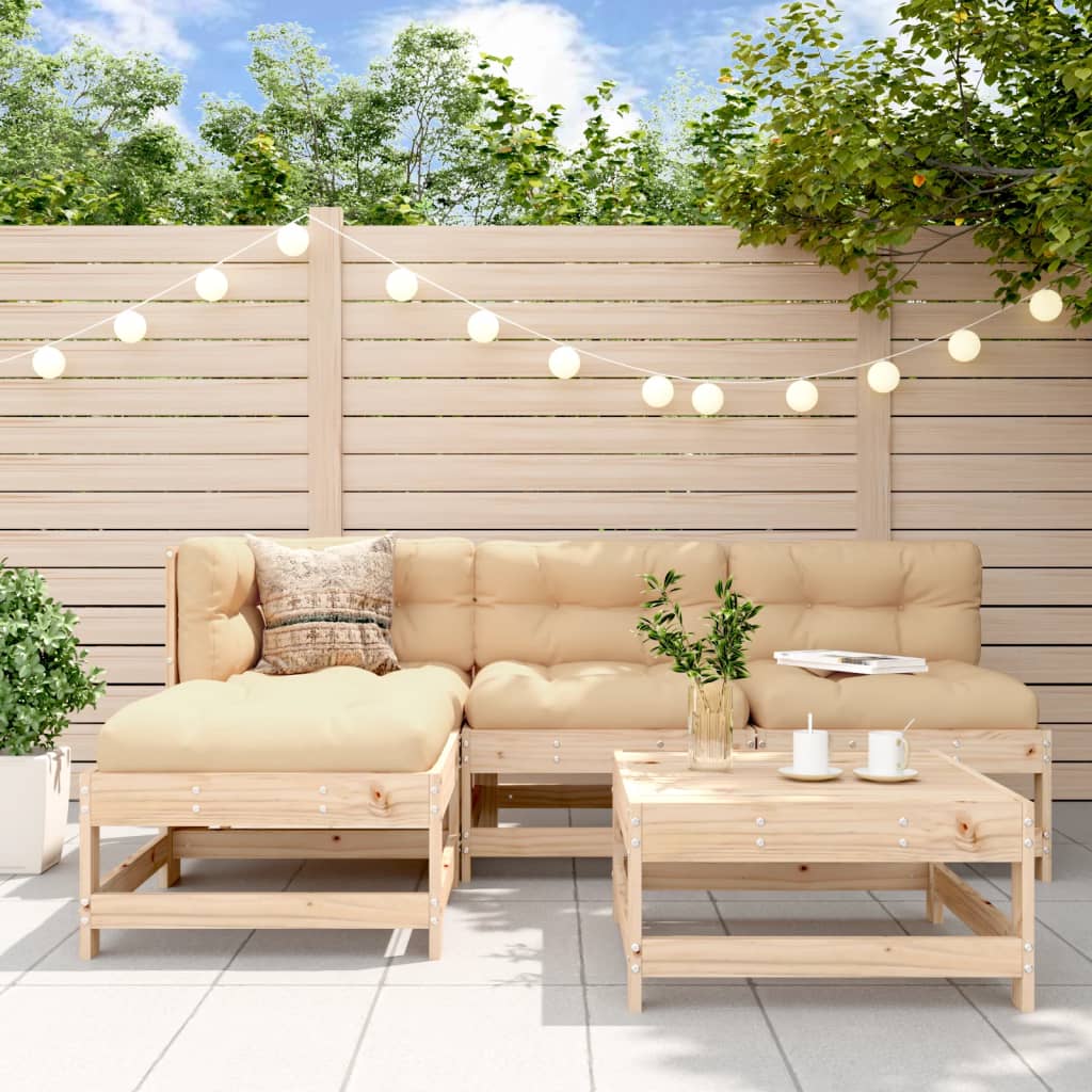 5 Piece Garden Lounge Set Solid Wood Pine