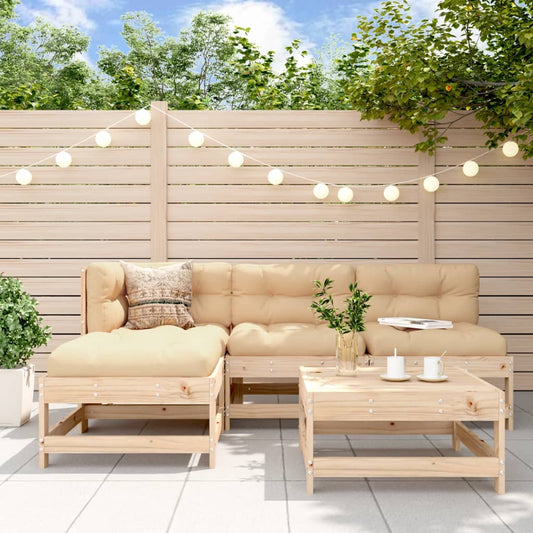5 Piece Garden Lounge Set Solid Wood Pine