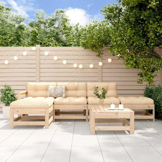 6 Piece Garden Lounge Set Solid Wood Pine
