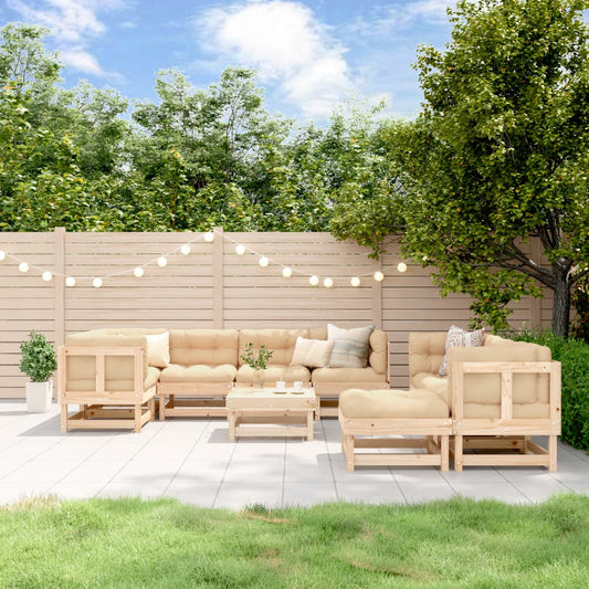 10 Piece Garden Lounge Set Solid Wood Pine