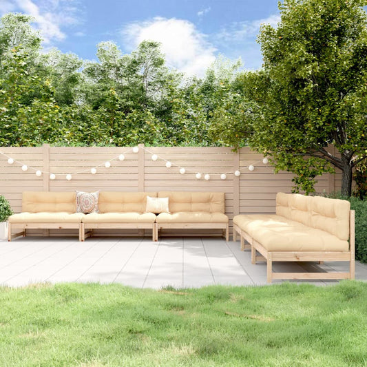 6 Piece Garden Lounge Set Solid Wood Pine