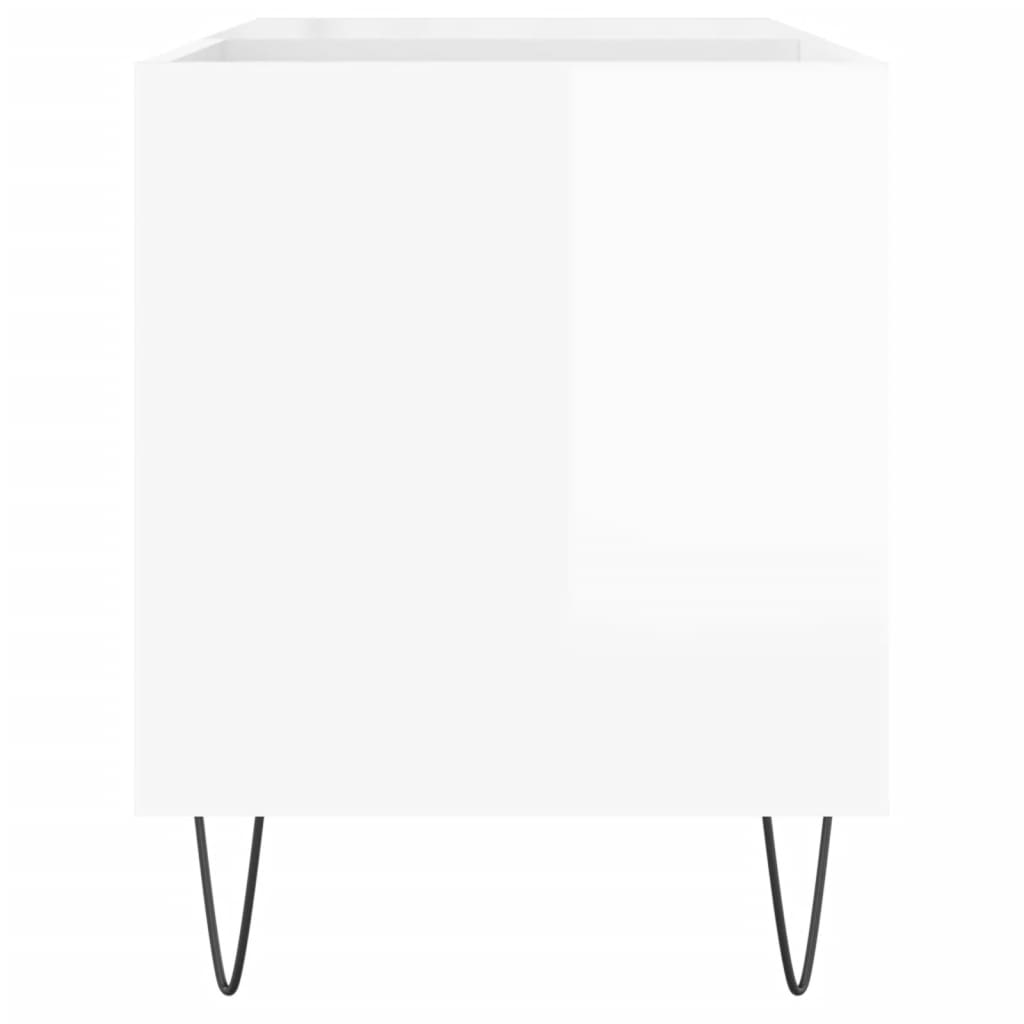 Record Cabinet High Gloss White 85x38x48 cm Engineered Wood