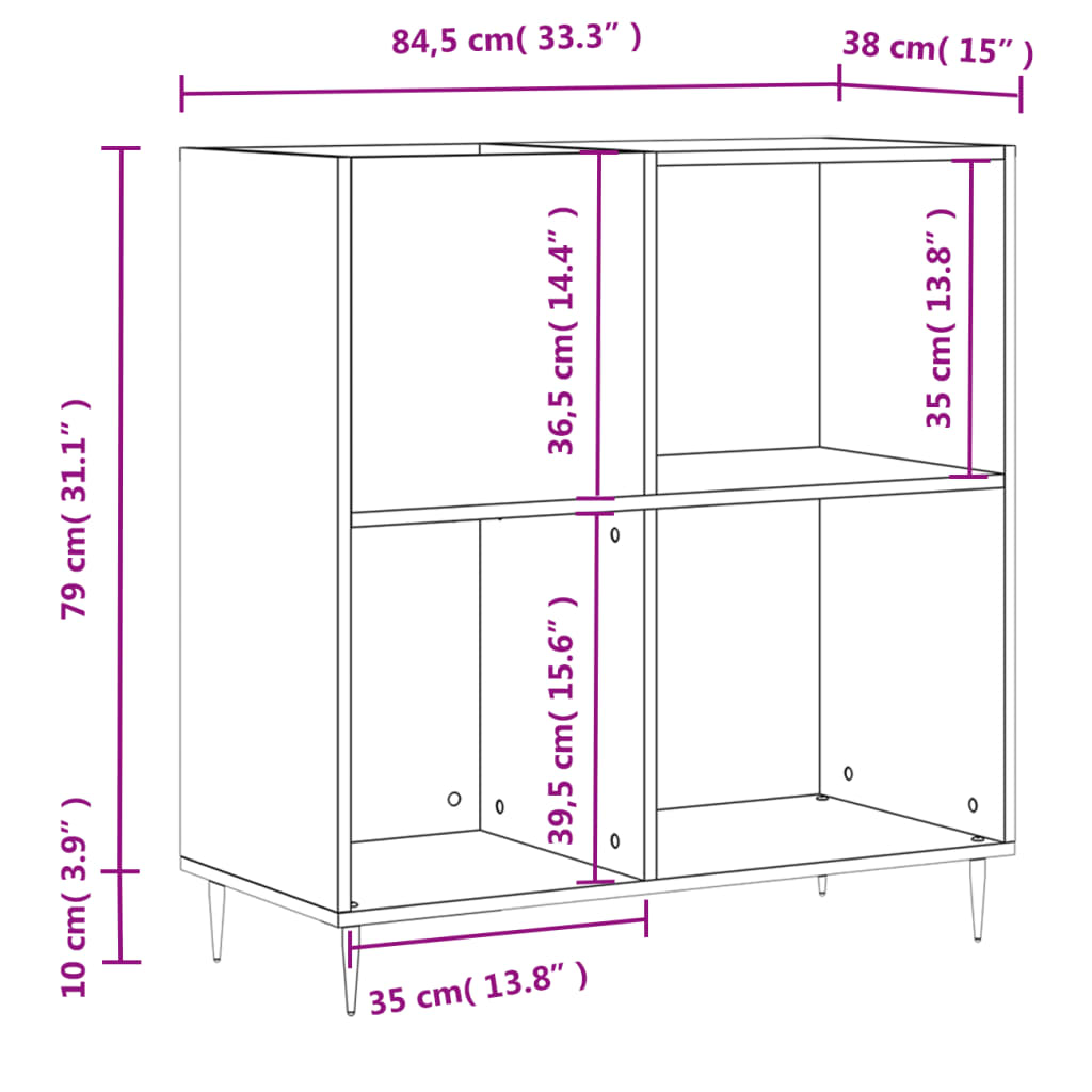 Record Cabinet Sonoma Oak 84.5x38x89 cm Engineered Wood