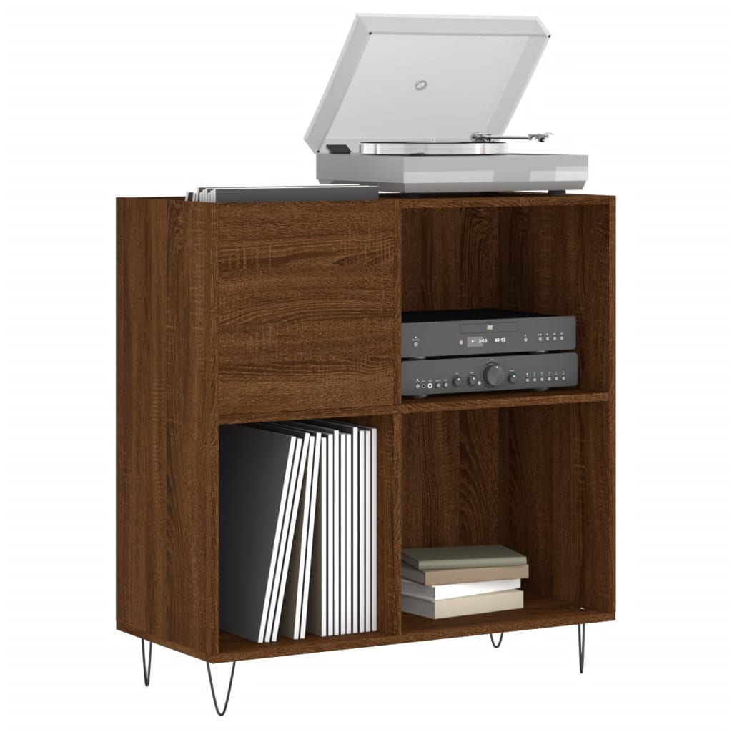 Record Cabinet Brown Oak 84.5x38x89 cm Engineered Wood