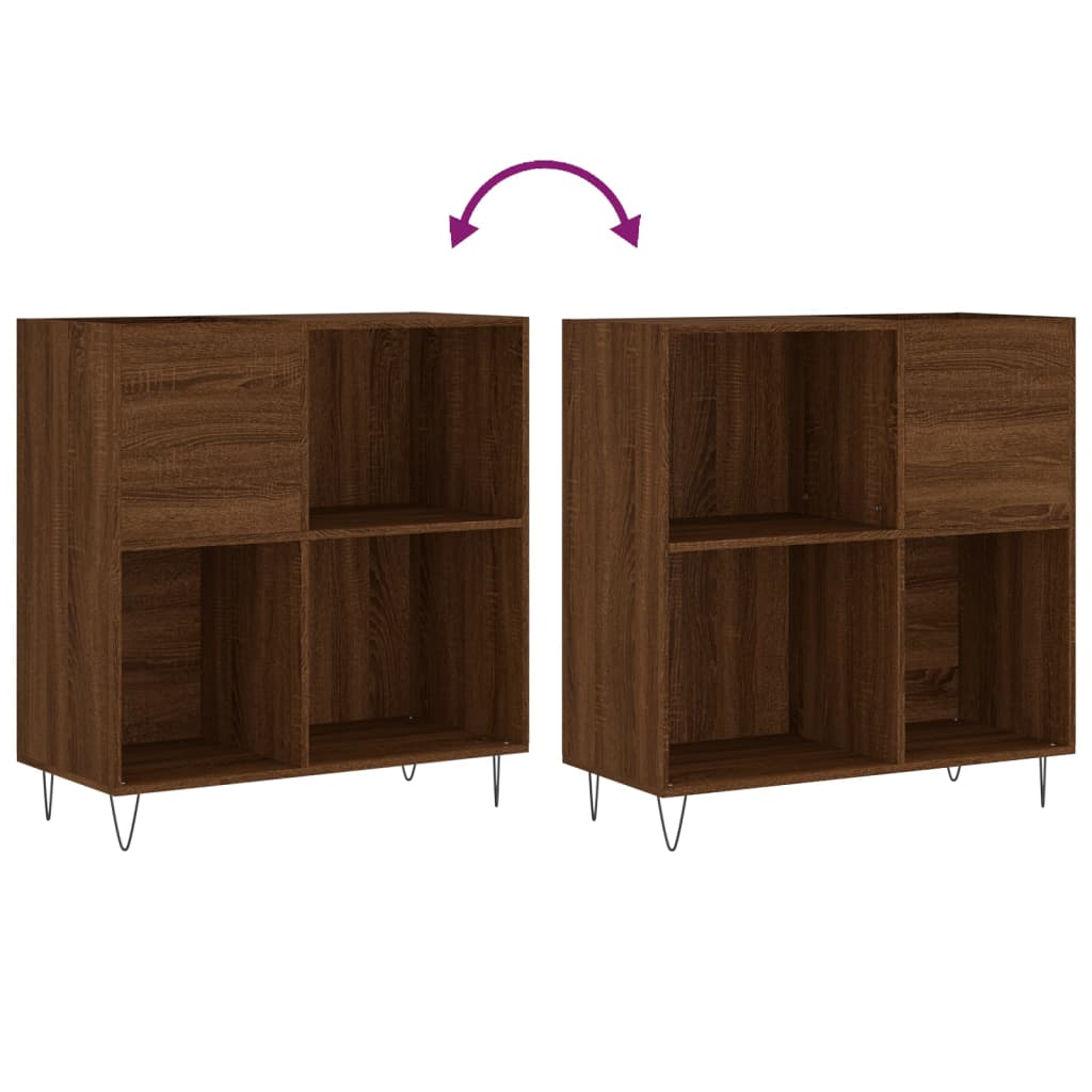 Record Cabinet Brown Oak 84.5x38x89 cm Engineered Wood