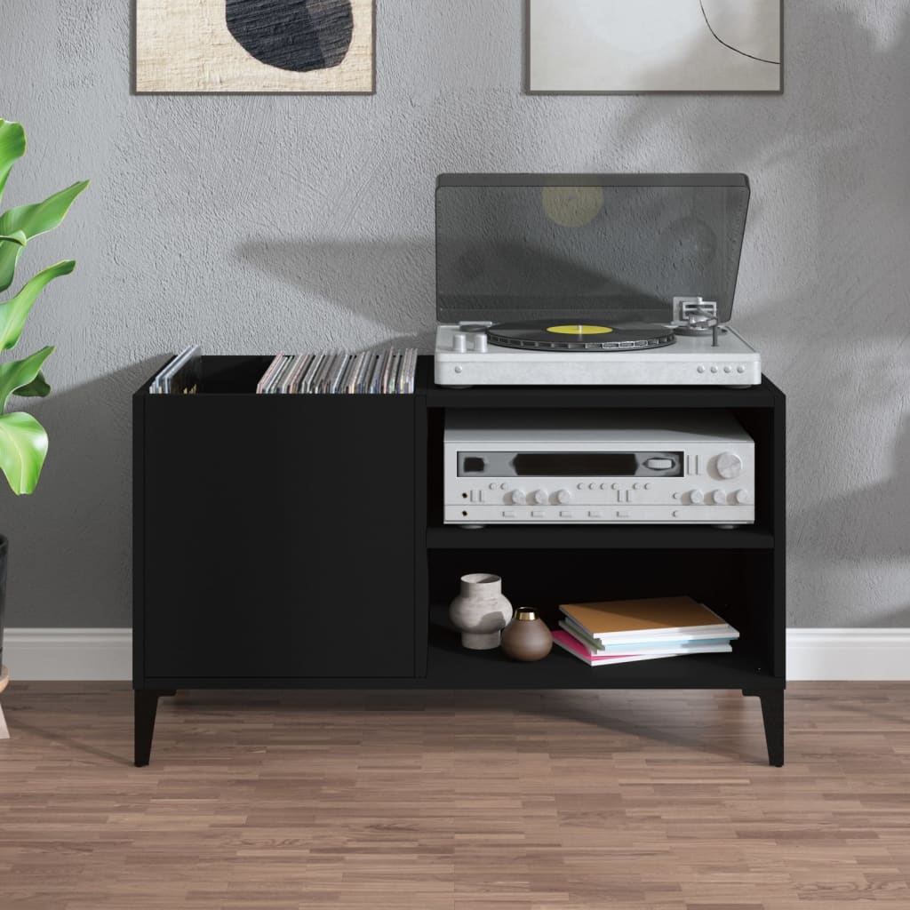 Record Cabinet Black 84.5x38x48 cm Engineered Wood