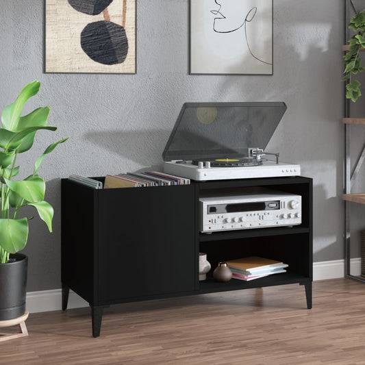 Record Cabinet Black 84.5x38x48 cm Engineered Wood