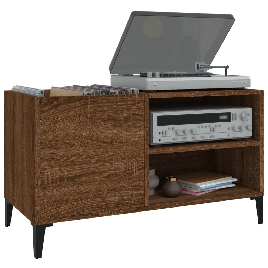 Record Cabinet Brown Oak 84.5x38x48 cm Engineered Wood