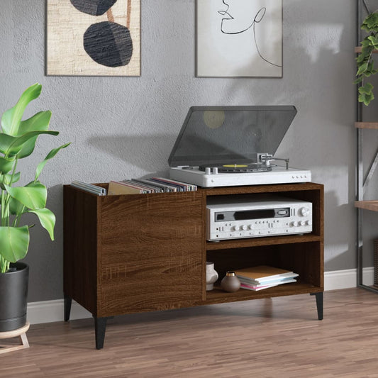 Record Cabinet Brown Oak 84.5x38x48 cm Engineered Wood