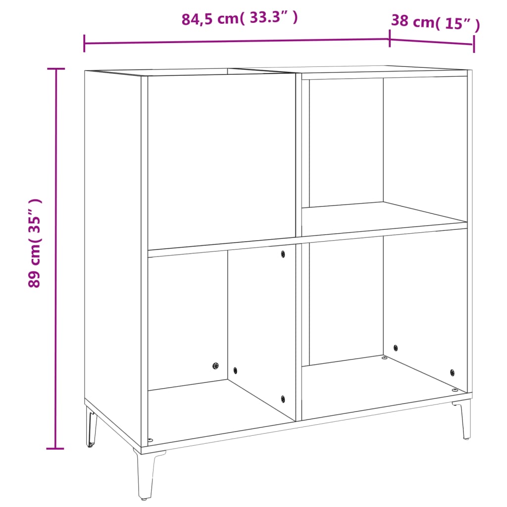 Record Cabinet Sonoma Oak 84.5x38x89 cm Engineered Wood