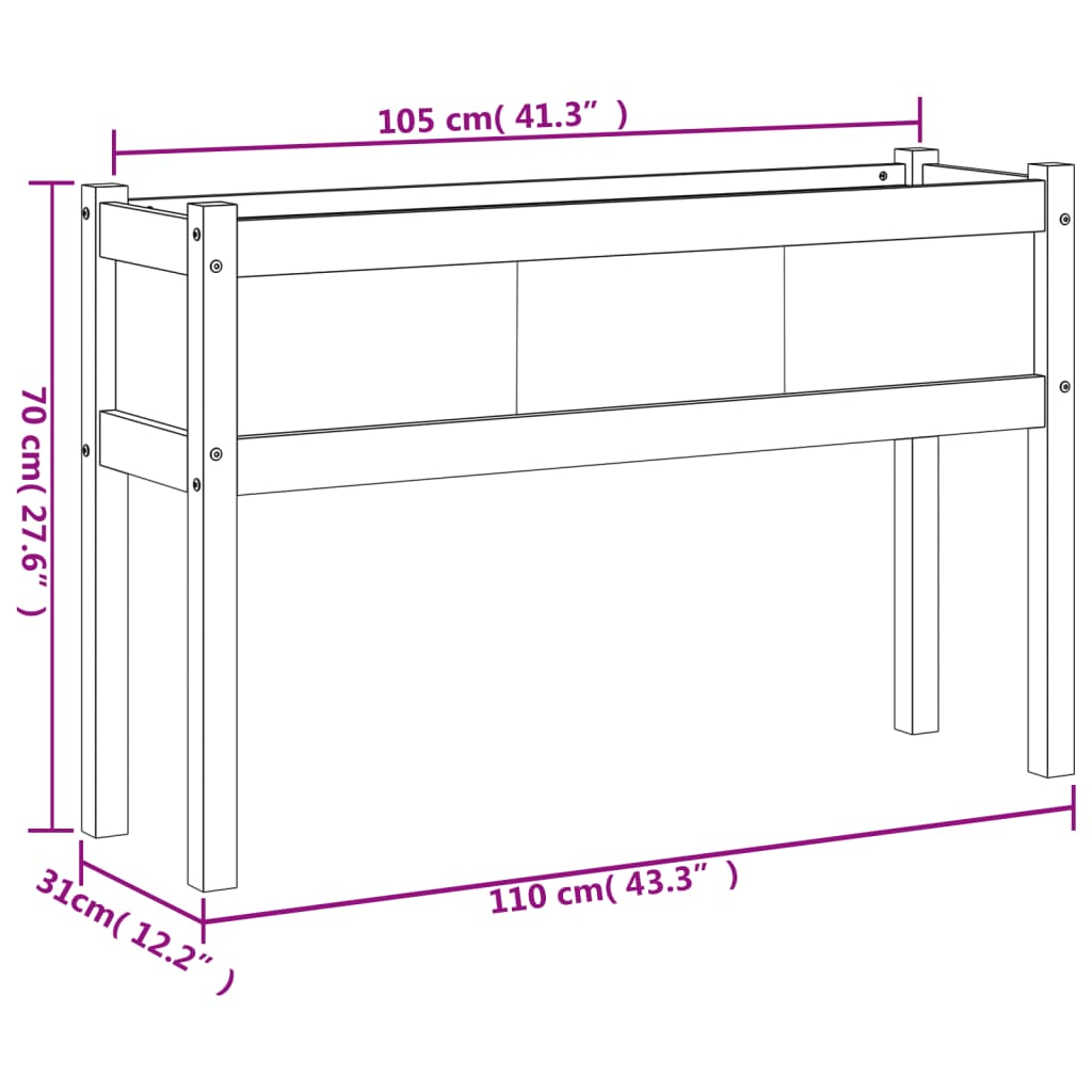 Garden Planter with Legs 110x31x70 cm Impregnated Wood Pine