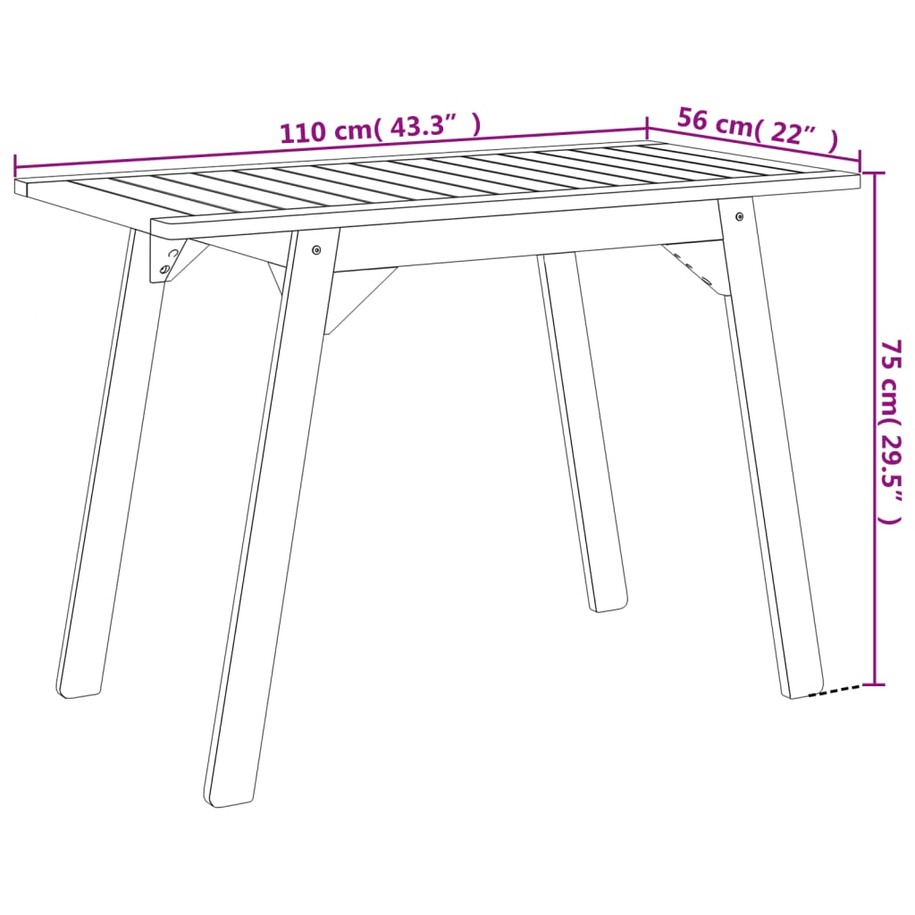 3 Piece Balcony Set Solid Wood Acacia