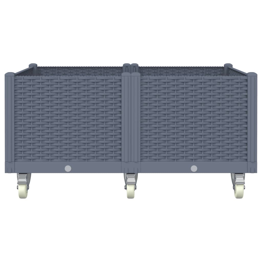 Garden Planter with Wheels Blue Grey 100x80x54 cm PP