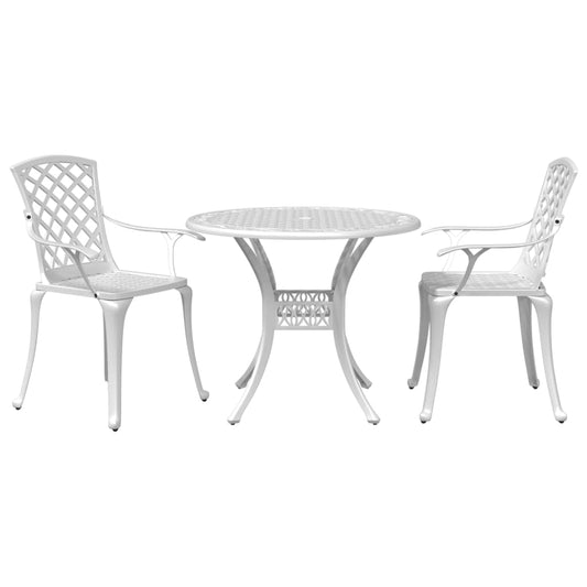 3 Piece Bistro Set White Cast Aluminium