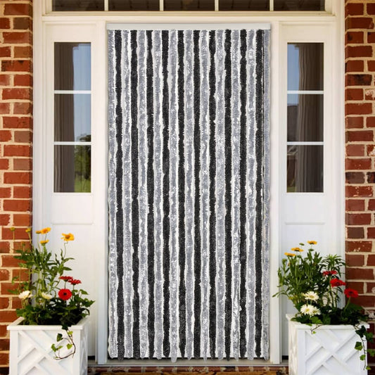 Fly Curtain Grey and Black 90x200 cm Chenille