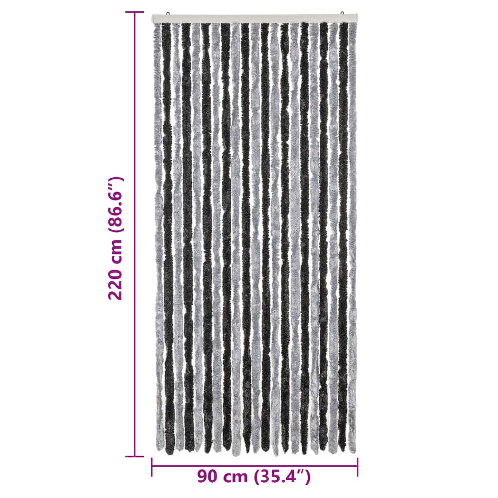 Fly Curtain Grey and Black 90x220 cm Chenille