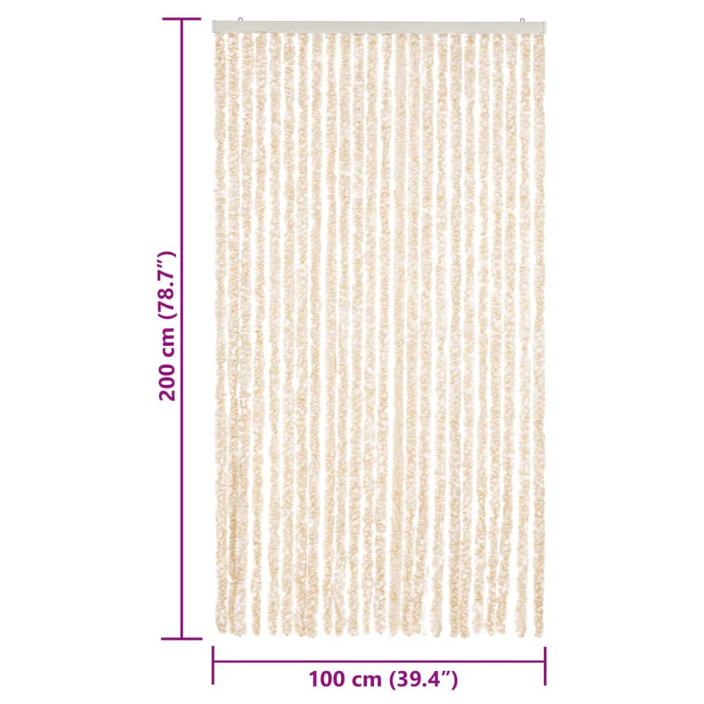Fly Curtain Beige and White 100x200 cm Chenille