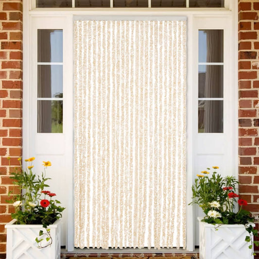 Fly Curtain Beige and White 100x200 cm Chenille