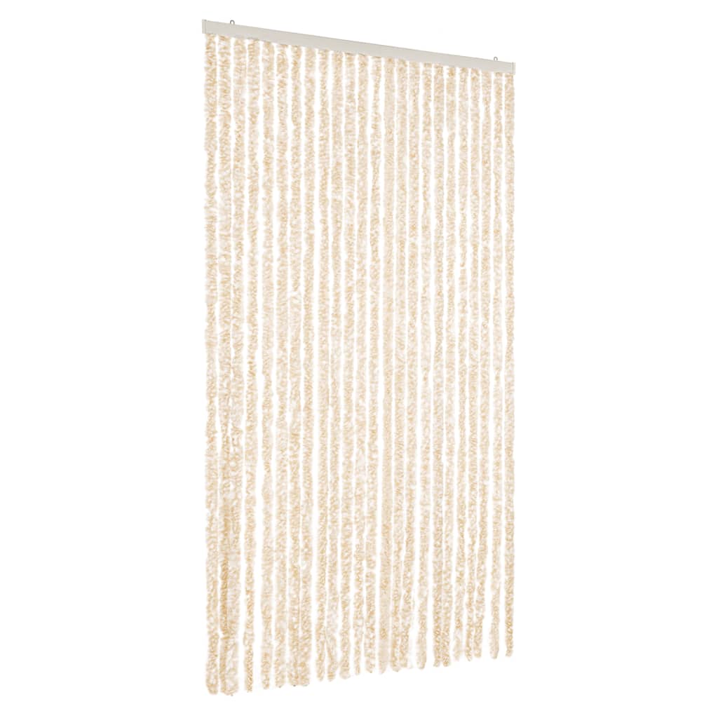 Fly Curtain Beige and White 100x220 cm Chenille