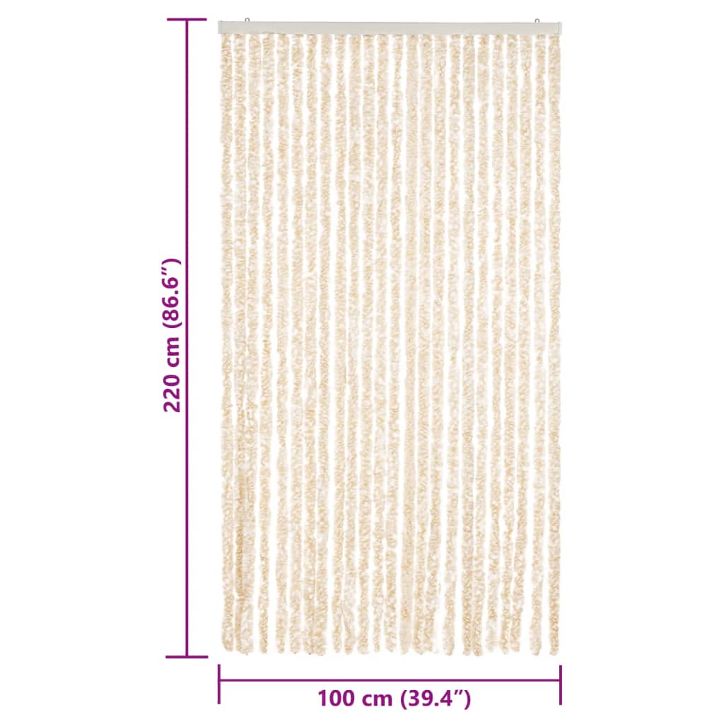 Fly Curtain Beige and White 100x220 cm Chenille