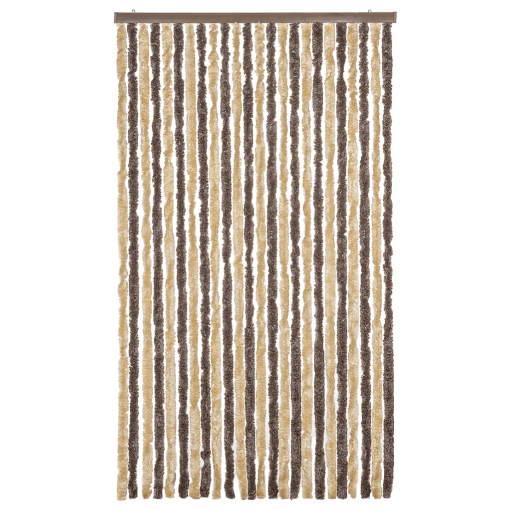 Fly Curtain Dark Brown and Beige 100x230 cm Chenille