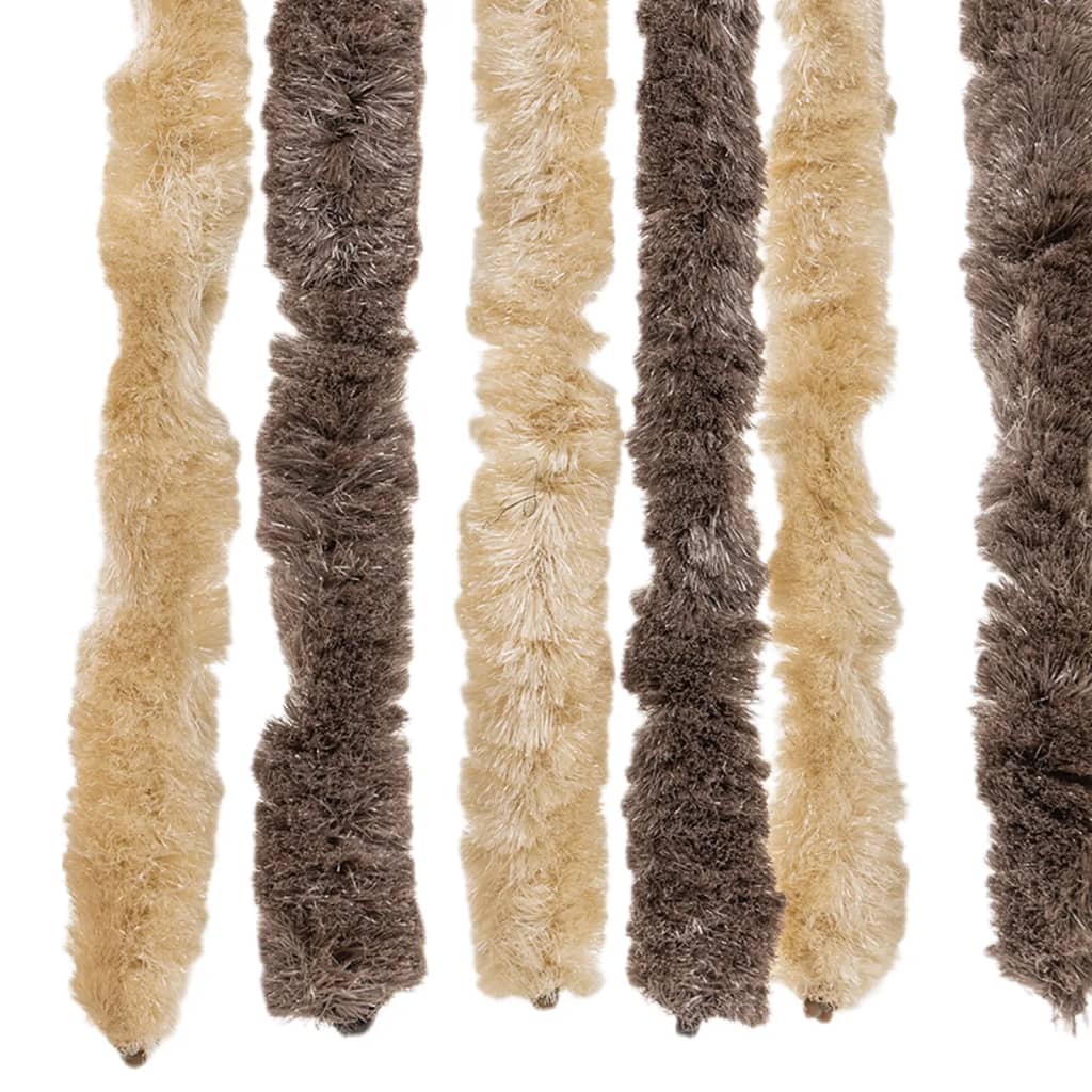 Fly Curtain Dark Brown and Beige 100x230 cm Chenille