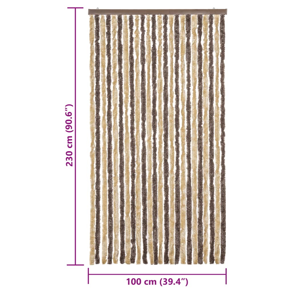 Fly Curtain Dark Brown and Beige 100x230 cm Chenille