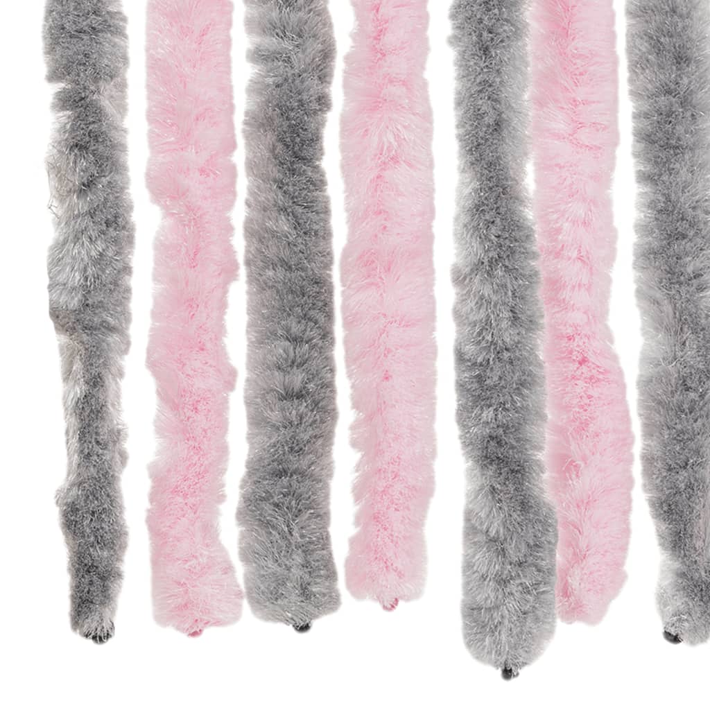 Fly Curtain Silver Grey and Pink 100x220 cm Chenille