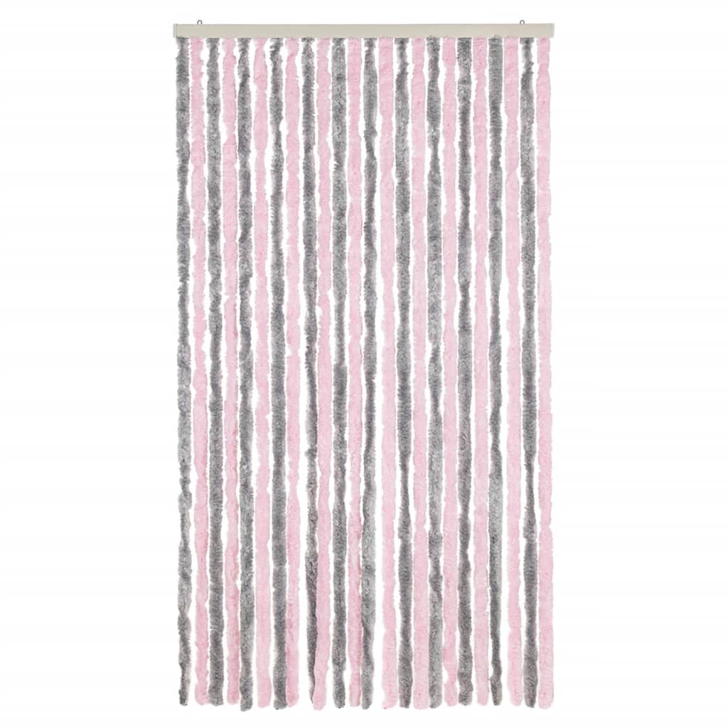 Fly Curtain Silver Grey and Pink 100x230 cm Chenille