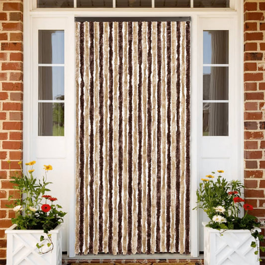 Fly Curtain Beige and Light Brown 100x230 cm Chenille