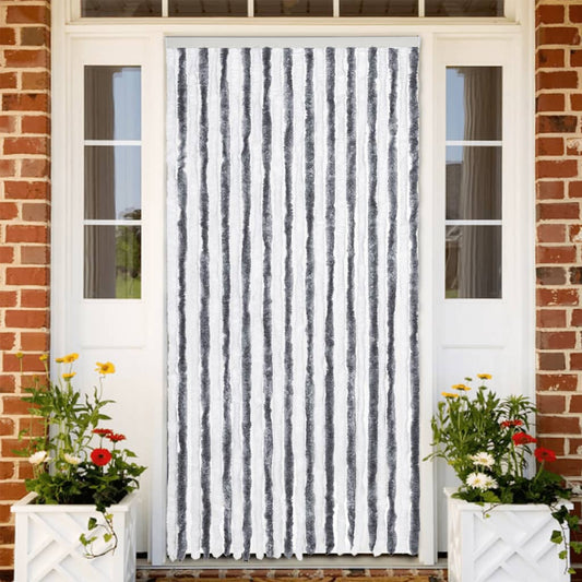 Fly Curtain Grey and White 100x200 cm Chenille