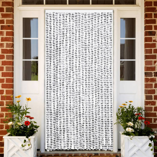 Fly Curtain Light Grey and Dark Grey 90x200 cm Chenille