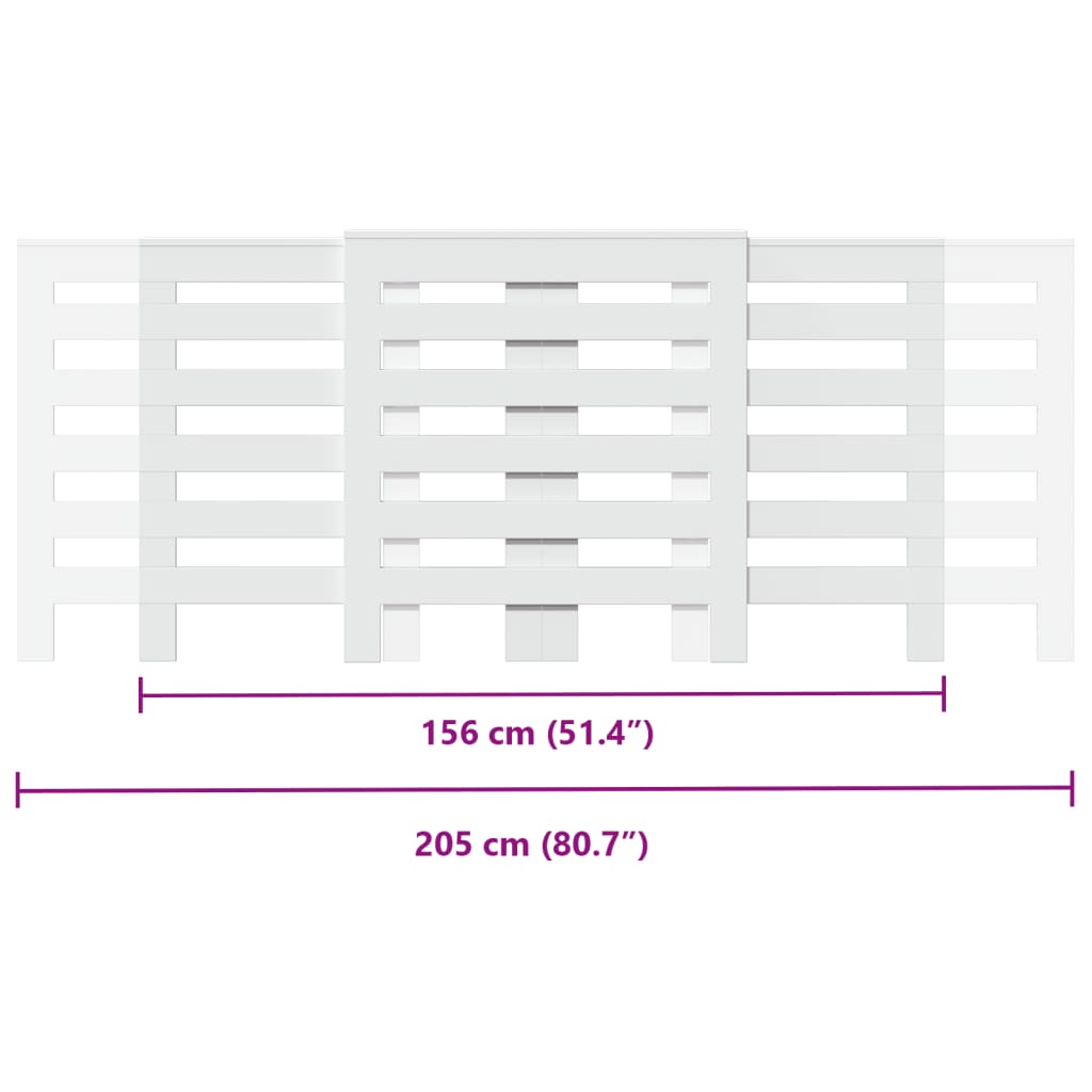 Radiator Cover White 205x21.5x83.5 cm Engineered Wood