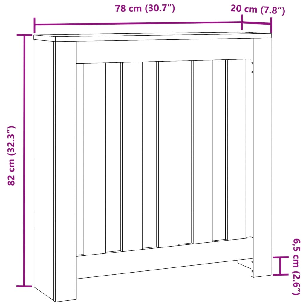 Radiator Cover Concrete Grey 78x20x82 cm Engineered Wood