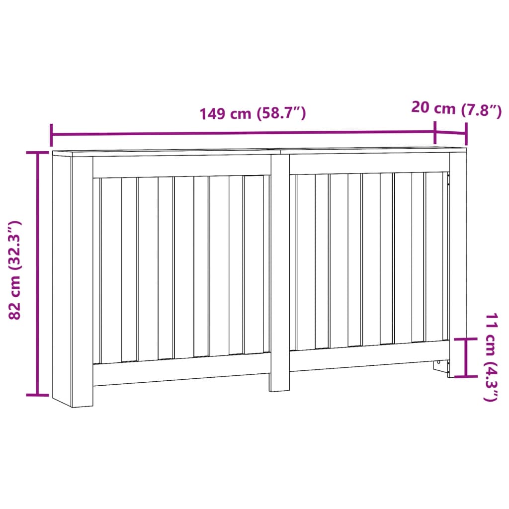 Radiator Cover White 149x20x82 cm Engineered Wood