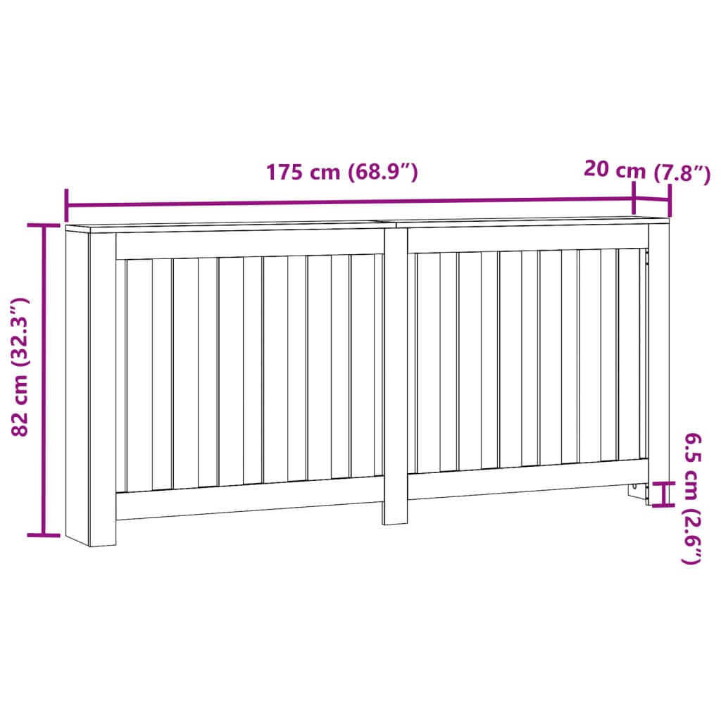 Radiator Cover Grey Sonoma 175x20x82 cm Engineered Wood