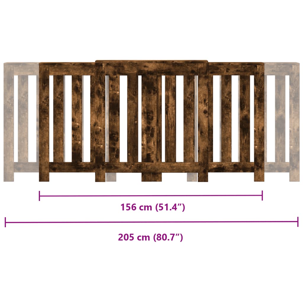 Radiator Cover Smoked Oak 205x21.5x83.5 cm Engineered Wood