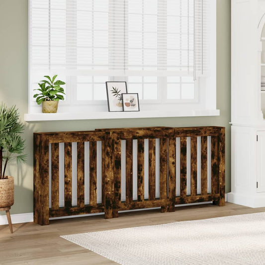 Radiator Cover Smoked Oak 205x21.5x83.5 cm Engineered Wood