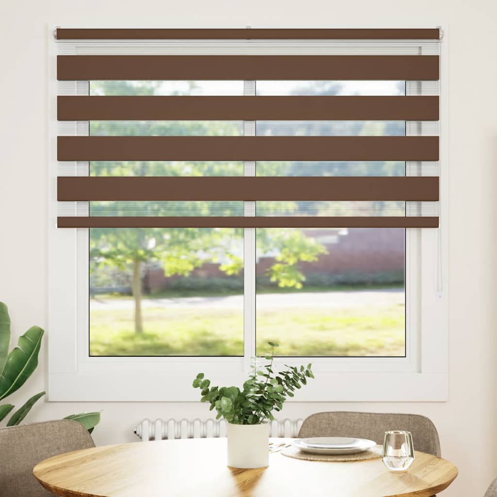Zebra Blind Brown 150x150 cm Fabric Width 145.9 cm Polyester